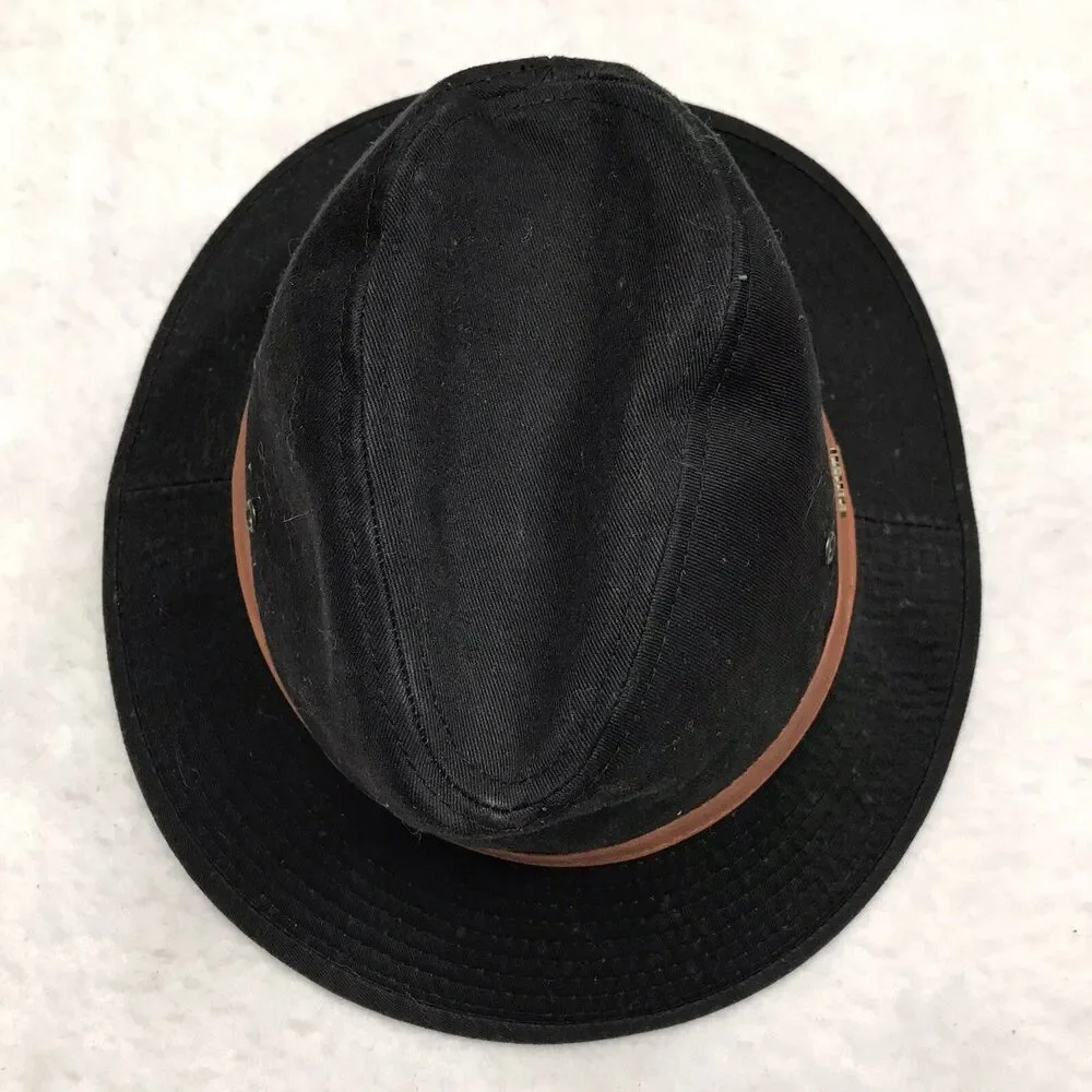 SCALA Classico Cotton Fedora Hat Men M Black Filmcore Leather Band Borsalino